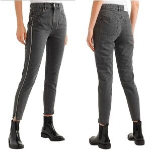 IRO Essey Zip-embollised Frayed High-rise Skinny Charcol Gray Jeans 26